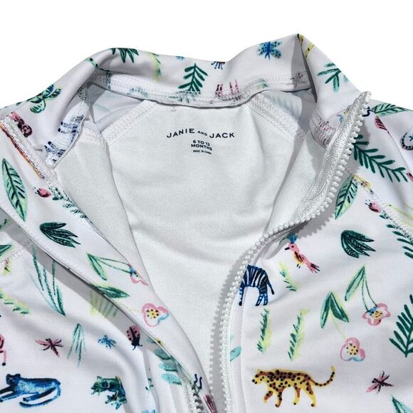 Janie and Jack Long Sleeve Safari Print One Piece Rashguard Swimsuit Size 6-12M - Picture 5 of 6